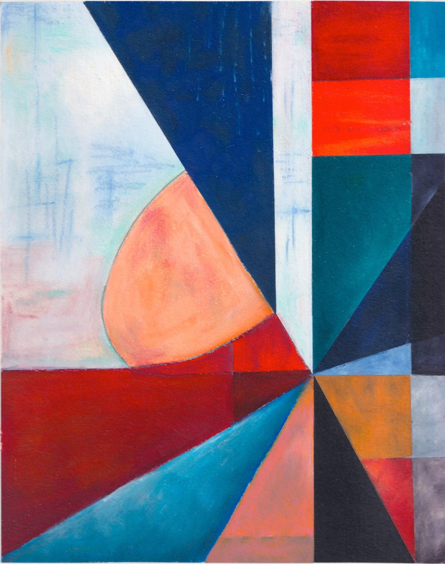 Long Drive Up The Wall — 2023 · Oil pastels on paper · 8 × 10 in — Jyotsna Ambarukhana