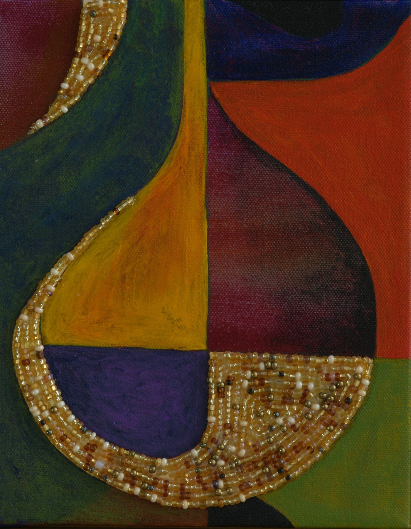 It Takes Two — Acrylic and beads on canvas · 8 × 10 in — Jyotsna Ambarukhana