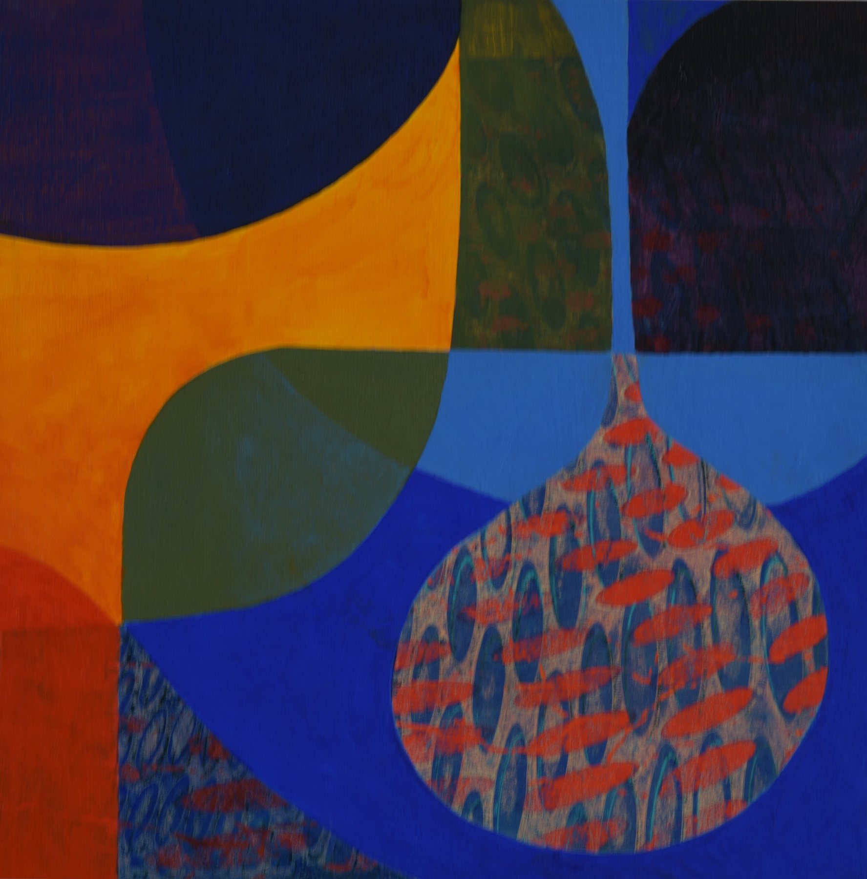 Still Coming Through — Acrylic and paper collage on wood panel · 12 × 12 in — Jyotsna Ambarukhana